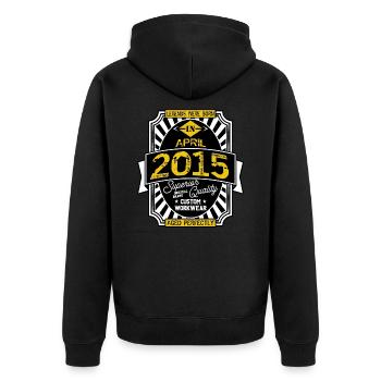 APRIL 2015 - Unisex Premium Bio Zip Hoodie - Schwarz - Hinten - Nico (187cm)