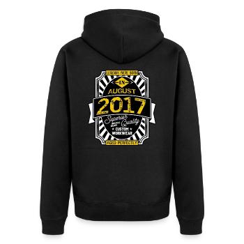 2017 AUGUST - Unisex Premium Bio Zip Hoodie - Schwarz - Hinten - Nico (187cm)
