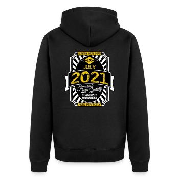 2021 JULY - Unisex Premium Organic Zip Hoodie - black - Back - Nico (187cm)