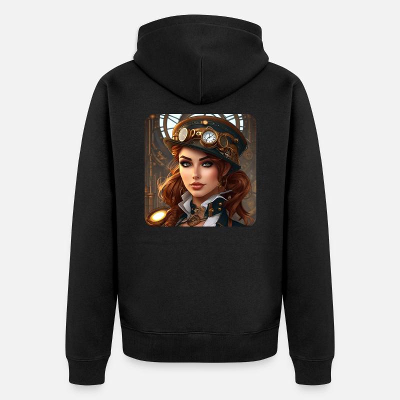 Fille Steampunk Cool - Veste à capuche bio Premium Unisexe - noir
