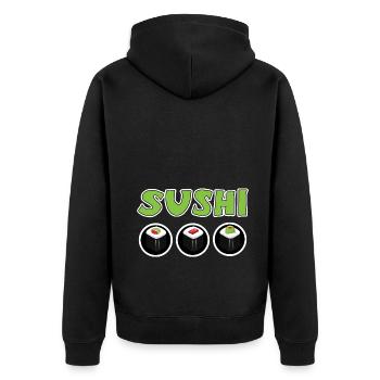 Kawaii Japanese Food Salmon Salmon Sushi Roll - Veste à capuche bio Premium Unisexe - noir - Dos - Nico (187cm)