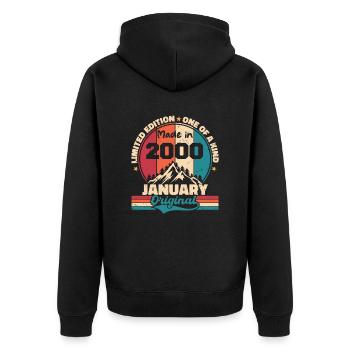 Birthday Gift January 2000 Limited Edition - Unisex Premium Organic Zip Hoodie - black - Back - Nico (187cm)