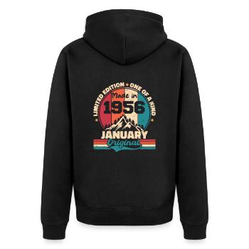 Birthday Gift January 1956 Limited Edition - Unisex Premium Organic Zip Hoodie - black - Back - Nico (187cm)