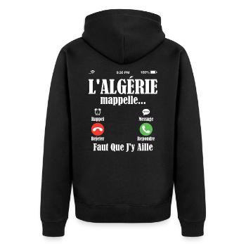 L'algérie M'appelle Faut Que J'y Aille - Veste à capuche bio Premium Unisexe - noir - Dos - Nico (187cm)