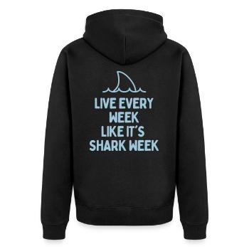 LEBEN SIE JEDE WOCHE WIE SEINE HAIWOCHE - Unisex Premium Bio Zip Hoodie - Schwarz - Hinten - Nico (187cm)