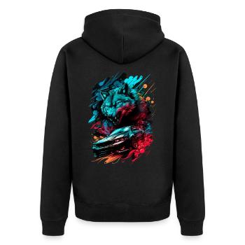 Grand méchant loup et voiture de sport bm - Veste à capuche bio Premium Unisexe - noir - Dos - Nico (187cm)