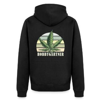 Cannabis Hobbygärtner Hanfblatt Cannabis Anbau - Unisex Premium Bio Zip Hoodie - Schwarz - Hinten - Nico (187cm)