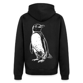 Dessin du pingouin blanc - Veste à capuche bio Premium Unisexe - noir - Dos - Nico (187cm)