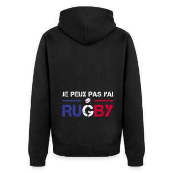Je Peux Pas J'ai Rugby Joueur Maillot France Rugby - Unisex Premium Bio Zip Hoodie - Schwarz - Hinten - Nico (187cm)