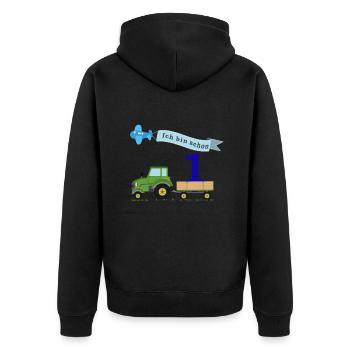 First birthday with tractor - Unisex Premium Organic Zip Hoodie - black - Back - Nico (187cm)