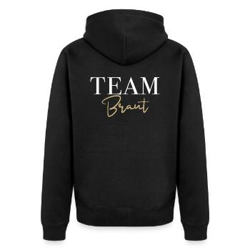 Team Braut Hochzeit - Unisex Premium Bio Zip Hoodie - Schwarz - Hinten - Nico (187cm)