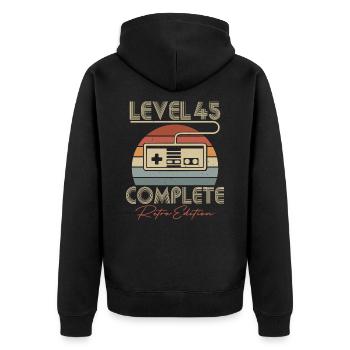 45th Birthday Level 45 Complete 45 Years Gift - Unisex Premium Organic Zip Hoodie - black - Back - Nico (187cm)