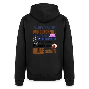 Lustiger Spruch E-Auto Elektroauto - Unisex Premium Bio Zip Hoodie - Schwarz - Hinten - Nico (187cm)