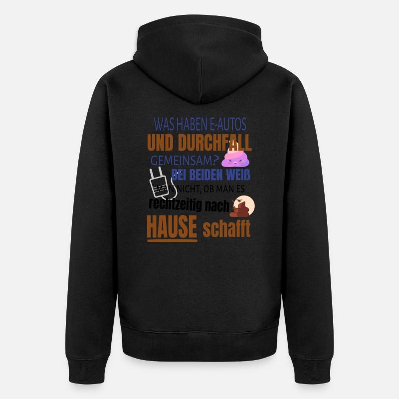 Lustiger Spruch E-Auto Elektroauto - Unisex Premium Bio Zip Hoodie - Schwarz