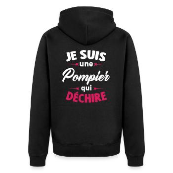 Je Suis Une Pompier Qui Déchire - Veste à capuche bio Premium Unisexe - noir - Dos - Nico (187cm)