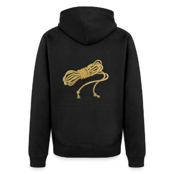 Rope - Unisex Premium Organic Zip Hoodie - black - Back - Nico (187cm)