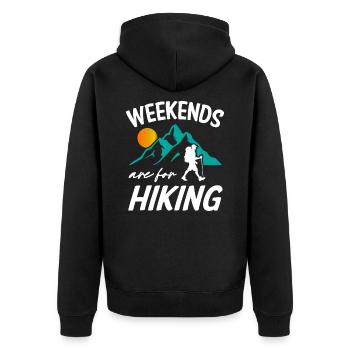 Weekends Are For Hiking - Unisex Premium Organic Zip Hoodie - black - Back - Nico (187cm)