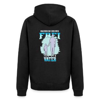 Vater hat es Eilig - Unisex Premium Bio Zip Hoodie - Schwarz - Hinten - Nico (187cm)