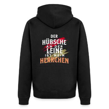 Hundebesitzer Süßer Spruch Gassi mit dem Hund - Unisex Premium Bio Zip Hoodie - Schwarz - Hinten - Nico (187cm)