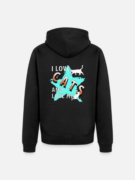 J’aime les chats Chat Amour - Veste à capuche bio Premium Unisexe - noir