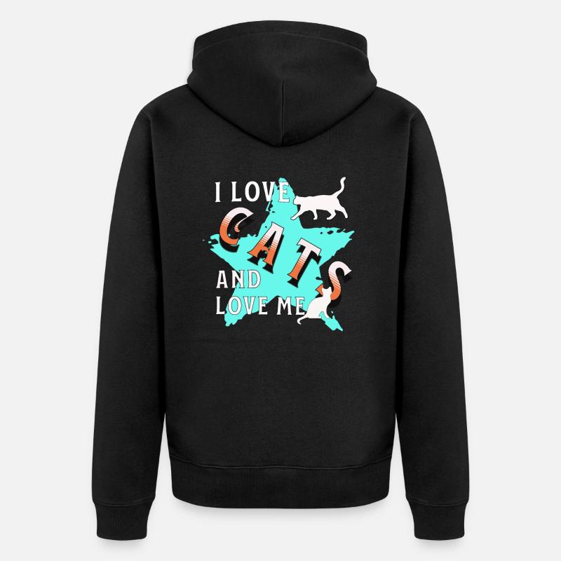 J’aime les chats Chat Amour - Veste à capuche bio Premium Unisexe - noir