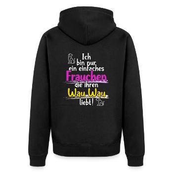 Hunde Frauchen Hundeliebhaber und Hundefreunde - Unisex Premium Bio Zip Hoodie - Schwarz - Hinten - Nico (187cm)