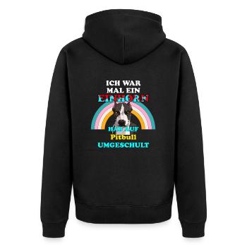 Hund Pitbull war Einhorn für Hundeliebhaber - Unisex Premium Bio Zip Hoodie - Schwarz - Hinten - Nico (187cm)