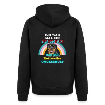 Rottweiler Hund war Einhorn Hundefreunde Hunde - Unisex Premium Bio Zip Hoodie - Schwarz - Hinten - Nico (187cm)