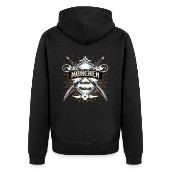München Motiv für alle Müncher und Fans der Stadt - Unisex Premium Bio Zip Hoodie - Schwarz - Hinten - Nico (187cm)