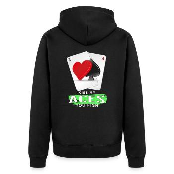 Kiss Aces Poker Fish - Unisex Premium Organic Zip Hoodie - black - Back - Nico (187cm)