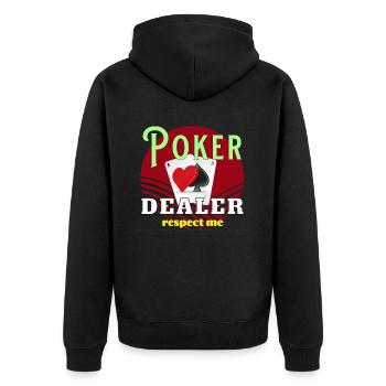 Poker Dealer Respect - Unisex Premium Bio Zip Hoodie - Schwarz - Hinten - Nico (187cm)