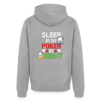 Poker Night Sleep by Day - Unisex Premium Organic Zip Hoodie - heather grey - Back - Nico (187cm)
