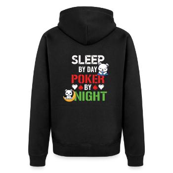 Poker Night Sleep by Day - Unisex Premium Organic Zip Hoodie - black - Back - Nico (187cm)