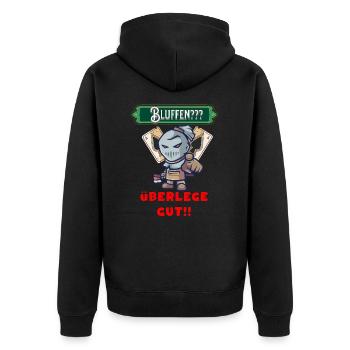 Poker Bluff immer gut überlegen beim pokern - Unisex Premium Bio Zip Hoodie - Schwarz - Hinten - Nico (187cm)