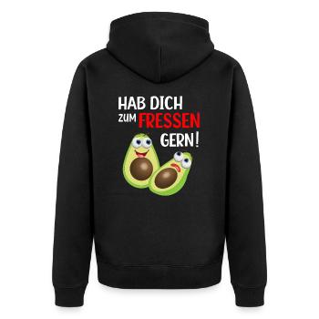 Avocado Vegan und Vegetarier Obsfreunde - Unisex Premium Bio Zip Hoodie - Schwarz - Hinten - Nico (187cm)