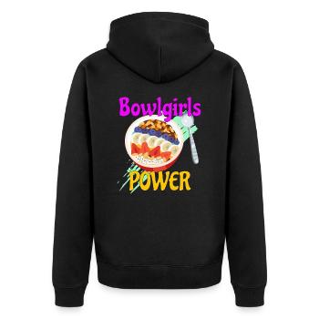 Bowlgirls Power a delicious bowl gives strength - Unisex Premium Organic Zip Hoodie - black - Back - Nico (187cm)