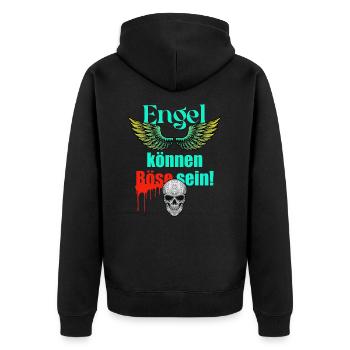 Engel können Böse Engel Design Totenkopf Flügel - Unisex Premium Bio Zip Hoodie - Schwarz - Hinten - Nico (187cm)