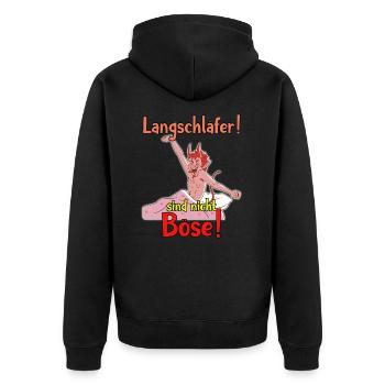 Langschläfer sind nicht Böse Design schlafen - Unisex Premium Bio Zip Hoodie - Schwarz - Hinten - Nico (187cm)