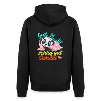 schlaf gut Gute Nacht design zum schlafen - Unisex Premium Bio Zip Hoodie - Schwarz - Hinten - Nico (187cm)