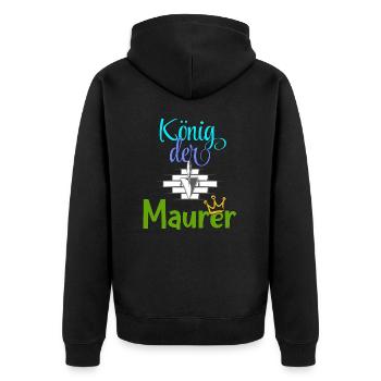 König der Maurer Baustelle Handwerker Mauer - Unisex Premium Bio Zip Hoodie - Schwarz - Hinten - Nico (187cm)