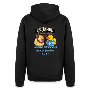 25 Jahrestag Geschenk Silberhochzeit 25 Jahrestag - Unisex Premium Bio Zip Hoodie - Schwarz - Hinten - Nico (187cm)