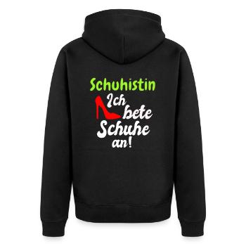 Schuhistin Frau Schuhe Fun Spruch für Frauen - Unisex Premium Bio Zip Hoodie - Schwarz - Hinten - Nico (187cm)