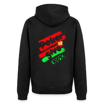 Poker Pokern give 100% Pokerplay Pokerspiel Game - Unisex Premium Organic Zip Hoodie - black - Back - Nico (187cm)
