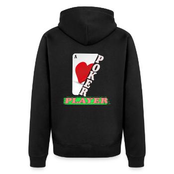 Poker Player Design - Unisex Premium Bio Zip Hoodie - Schwarz - Hinten - Nico (187cm)