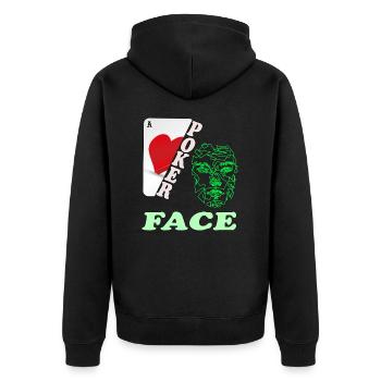Poker Face - Unisex Premium Bio Zip Hoodie - Schwarz - Hinten - Nico (187cm)