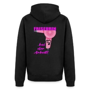 Friseurin wunderschönes Design für Friseurinen - Unisex Premium Bio Zip Hoodie - Schwarz - Hinten - Nico (187cm)