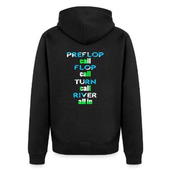 Poker Design call all in - Unisex Premium Organic Zip Hoodie - black - Back - Nico (187cm)