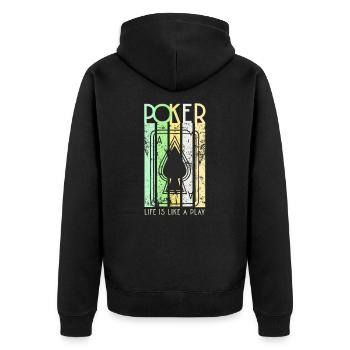 Poker Player Design - Unisex Premium Organic Zip Hoodie - black - Back - Nico (187cm)