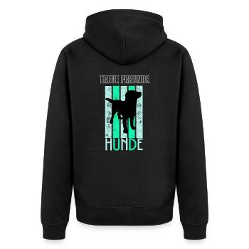 Hunde ein Hund ist ein treuer Freund - Unisex Premium Bio Zip Hoodie - Schwarz - Hinten - Nico (187cm)