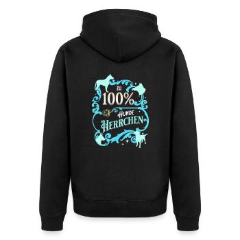 Hunde Herrchen von einem Hund zum Gassi gehen - Unisex Premium Bio Zip Hoodie - Schwarz - Hinten - Nico (187cm)